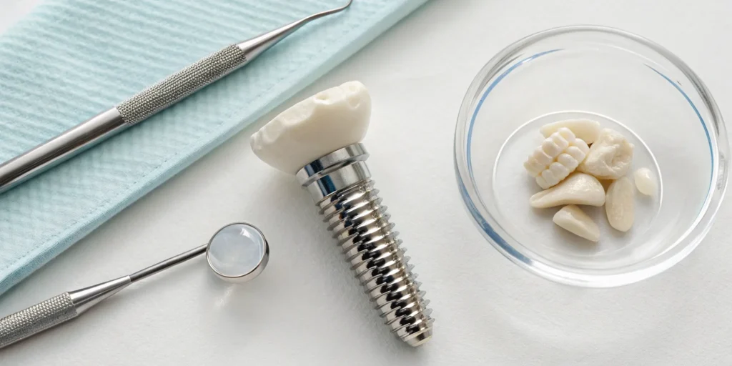 Model of a dental implant and jawbone representing the cost of a bone graft.