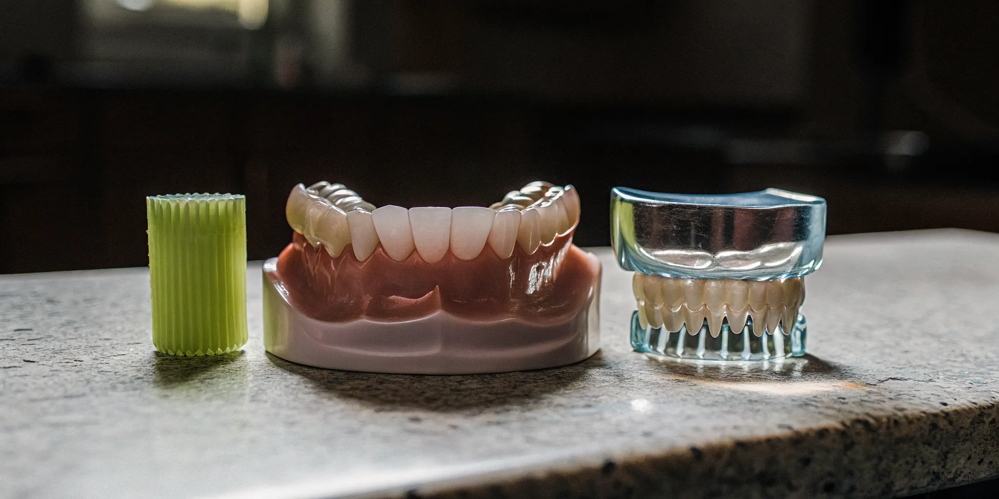 Dental models showing how much implant supported dentures cost.