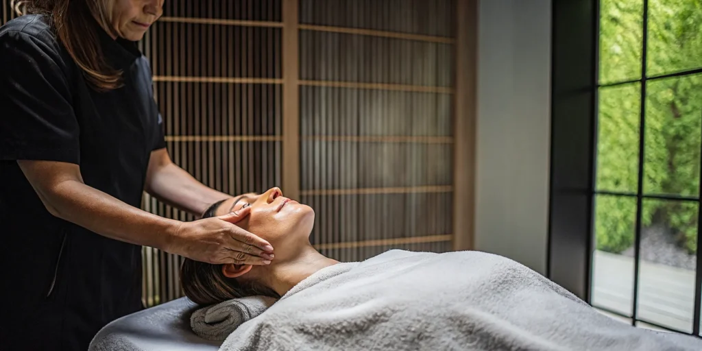 Jaw massage by a therapist showing how to fix TMD without surgery.